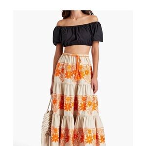 Maje Embroidered Floral Maxi Skirt 40